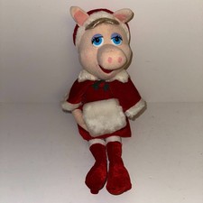 Nanco Henson Muppets Miss Piggy w/Red White Christmas Outfit 16" Plush Rare