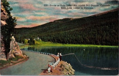 Scenic View Echo Lake Lodge Denver Colorado Mountain Park Postcard