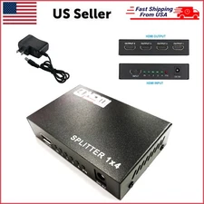 HDMI Splitter 1 In 4 Out UHD HD 1080P 4-Port Repeater Splitter Amplifier 1x4