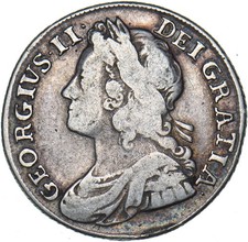 1739 Shilling - George II British Silver Coin - Nice