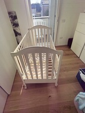 LETTINO-CULLA MIBB LEGNO MASSELLO BIANCO )CON ROTELLE