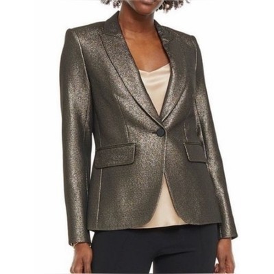 Veronica Beard Bronze Lamé Cutaway Dickey Blazer Metallic NWOT | 8