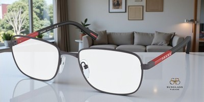 PRADA LINEA ROSSA PS 52QV 06P1O1 Grey Rubber Demo Lens 56 mm Men's Eyeglasses