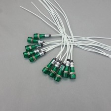 10pcs 120v Ac 10mm Green Mini Led Pilot Lights Cylindrical Cap With Wire
