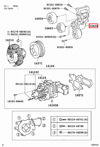 Genuine Hilux KUN36 KUN35 KUN26 KUN25 KUN16 KUN15 2KD 1KD Drive Belt Tensioner - Bild 12 von 20
