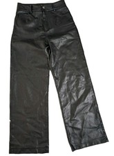Nasty Gal Black Faux Leather Pants Size S High Waist Straight Leg - Read