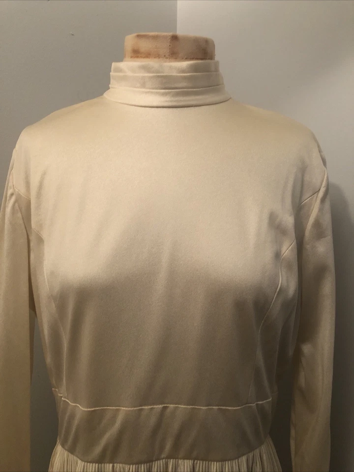 复古 60 年代 70 年代全新带标签 Leslie Fay 原装象牙色 Mod 极简主义柱形长裙 16 — 第 2/4 张图片