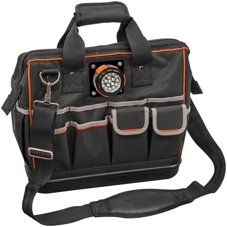 Tool Bag with Laptop Pocket, Black and Orange