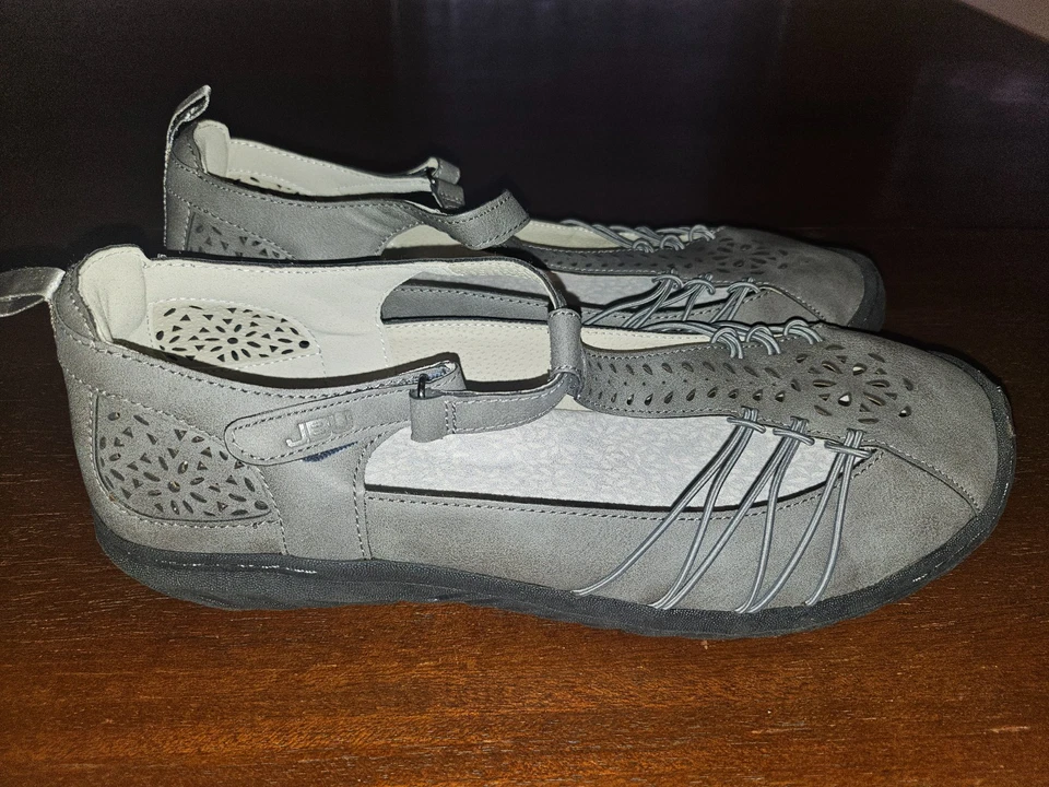 Jambu Womens Flat Mary Jane Grey Leather Buckle Shoes Size 12 M - Image 2 of 4