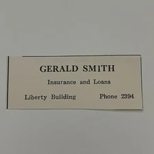 Gerald Smith Insurance And Loans Liberty Building 1950 Paoli Indiana Ad SAH1-S26