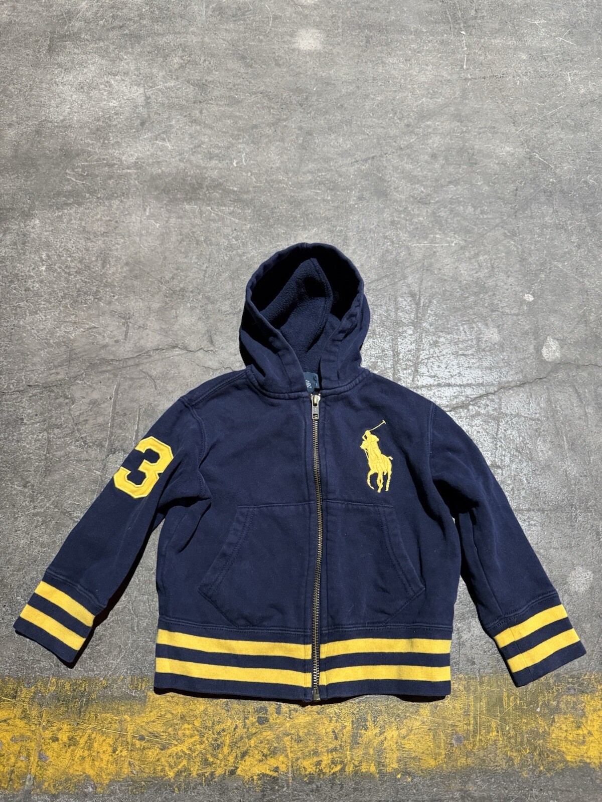 Polo Ralph Lauren Big Pony felpa con cappuccio e zip intera ragazzo ragazza taglia 2T