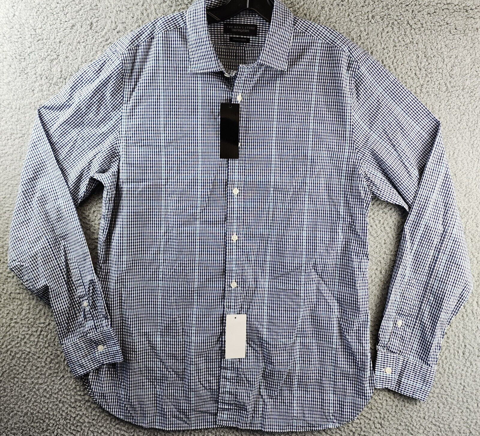The Mens Store at Bloomingdales Casual Stretch Slim Fit Shirt Mens Large Blue