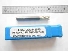 NEW HELICAL USA 1/4" DIA. X 3/8" LOC X 2" OAL 3FL. C.C. CARBIDE SQUARE END MILL