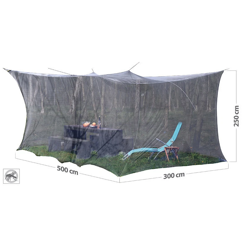 infactory XXL-Moskitonetz, Innen & Außen, 300 x 500 x 250 cm, 220 Mesh, schwarz - Bild 4 von 4