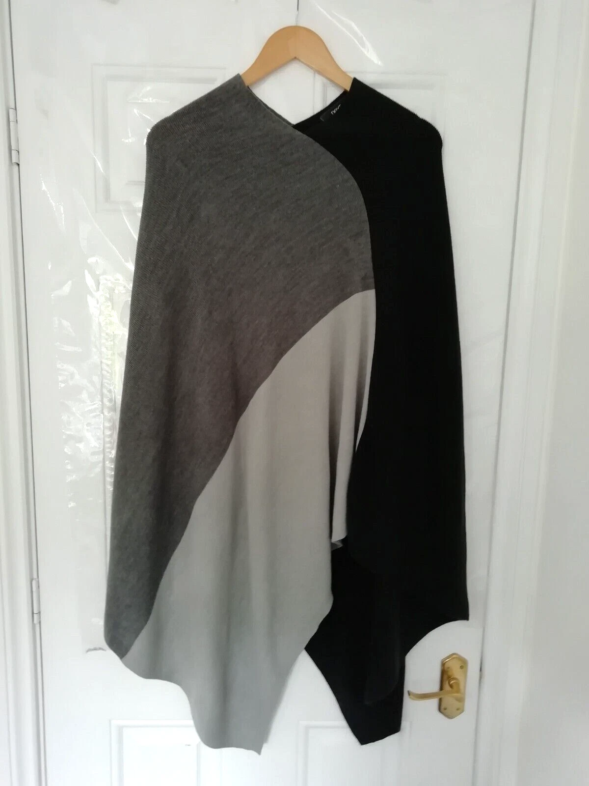 Next Size S/M Black Grey Soft Stretchy Poncho Cape Jumper Top Lagenlook Ladies