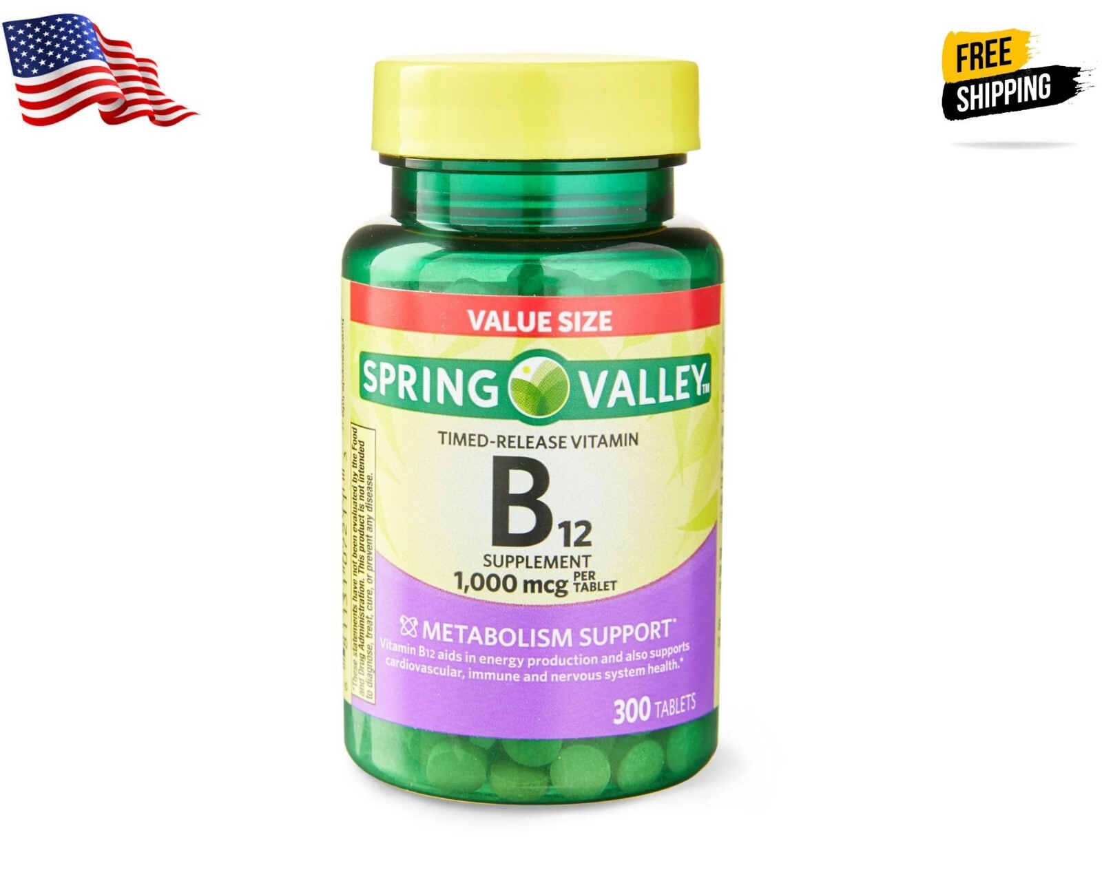 Spring Valley Vitamin B12 1000 Mcg Timed Release Tablets, 300 Ct ( 1 PACK )