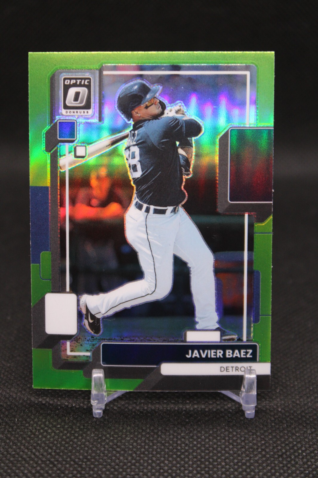 2022 Donruss Optic Lime Green Prizm #180 Javier Baez Tigers