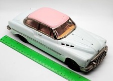 Vtg. Metal Toy White w/ Pink Top 1950's Buick Sedan Friction Car "As Is"