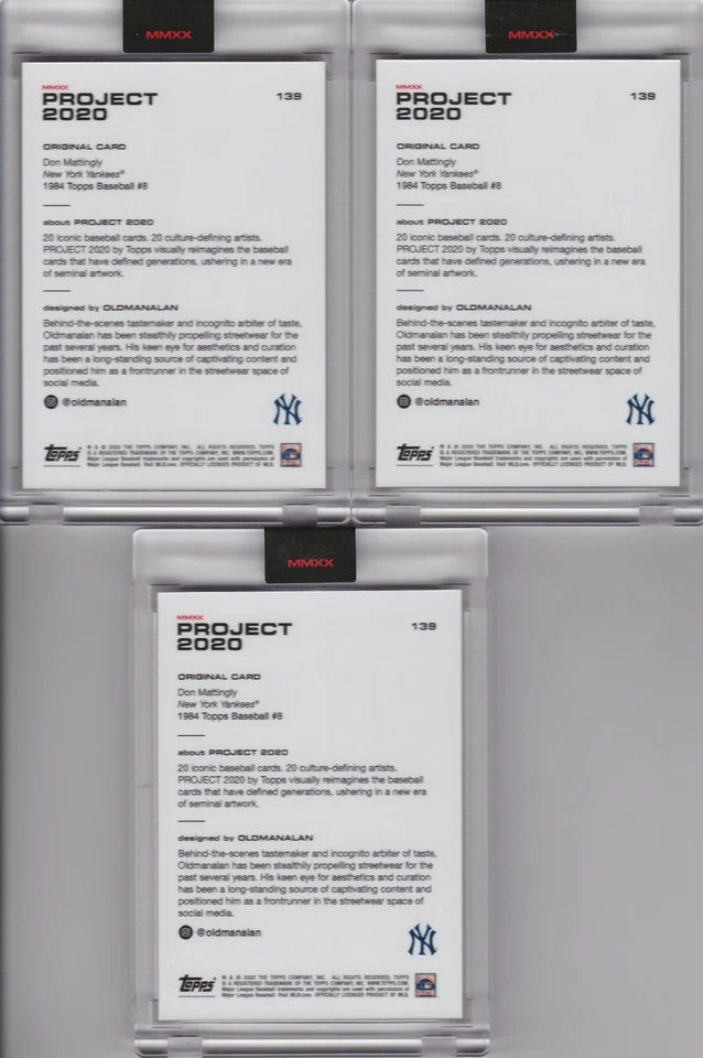 (3) Topps Project 2020 #139 1984 Don Mattingly by Oldmanalan Yankees w Box - Image 2 of 2