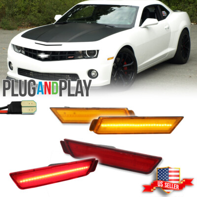 4PCS Front Amber & Rear Red Side Marker Light LED Kit For 2010-2015 Chevy Camaro