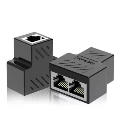 2x RJ45 Y Netzwerk Lan Verteiler Adapter 1zu2 Splitter Cat6A Ethernet Kabel NEU