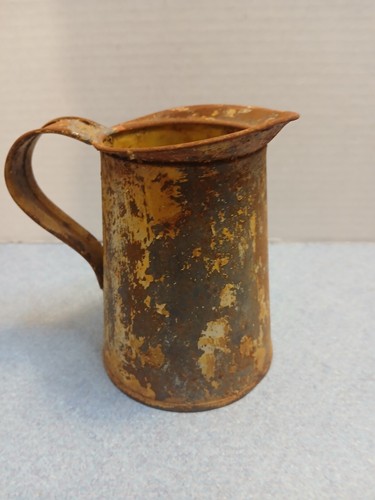 Ancien vase pichet vintage métal jaune savoureux 1 pt USA New Jersey New York City - Photo 4/9