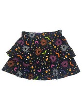 Girls Halloween Black Candy Corn Bats Spiderweb Stars Ruffle Skirt