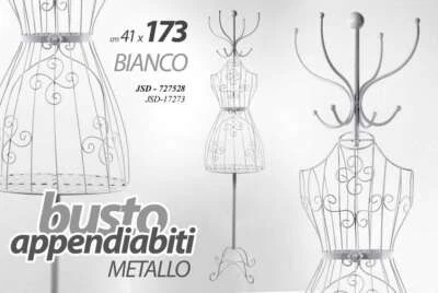 GC BUSTO SARTORIALE METALLO DONNA MANICHINO TREPIEDI SARTO BIANCO SHABBY 173*41 cm