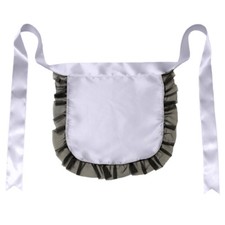 White Satin Apron Black Lace Ruffle  MAID WAITRESS NURSE ZOMBIE COSPLAY COSTUME