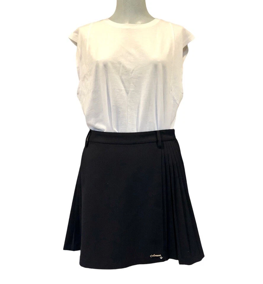 Emporio Armani Kids pleated-skirt stretch-cotton dress - Black