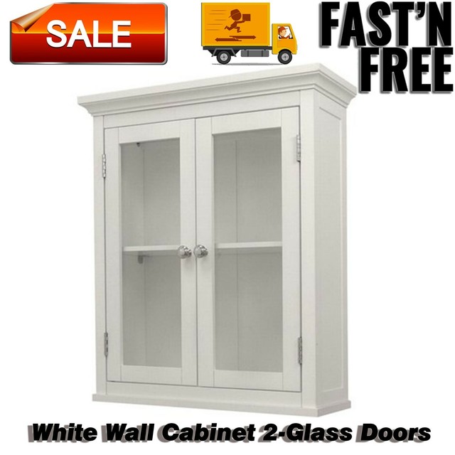 Wood Utility Storage Cabinet Freestanding 2 Doors Adjustable Shelf