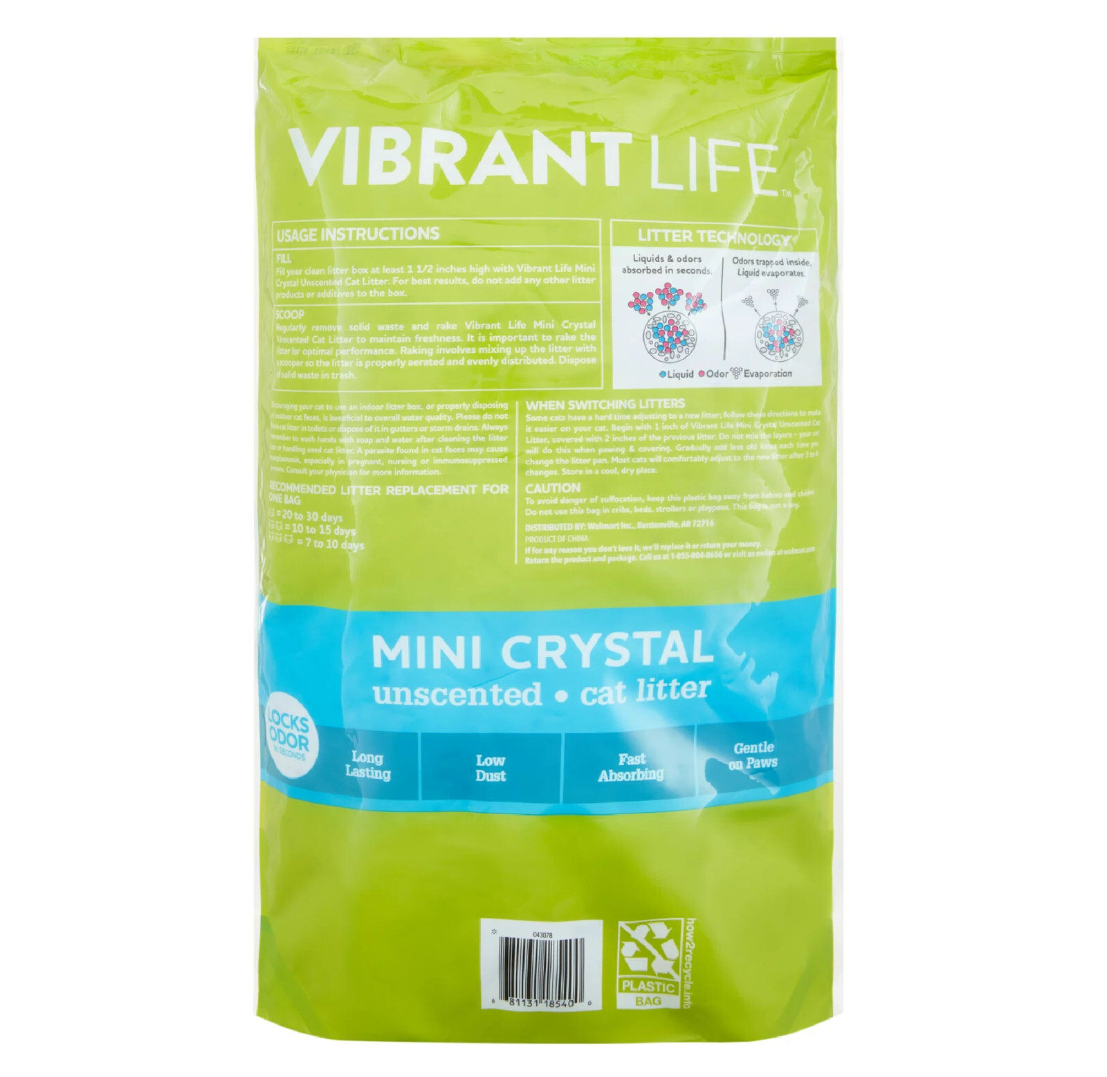Vibrant Life Mini Crystal Unscented Cat Litter, 4 lb (Fee and Fast