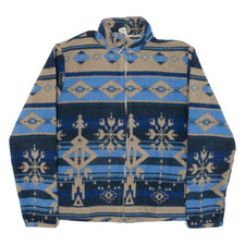 K.e.r.e.n Hart Womens Fleece Jacket Blue Fair Isle L