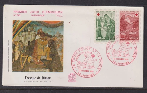 France 1970 Red Cross Set First Day Cover  - Poitiers Unaddressed #742