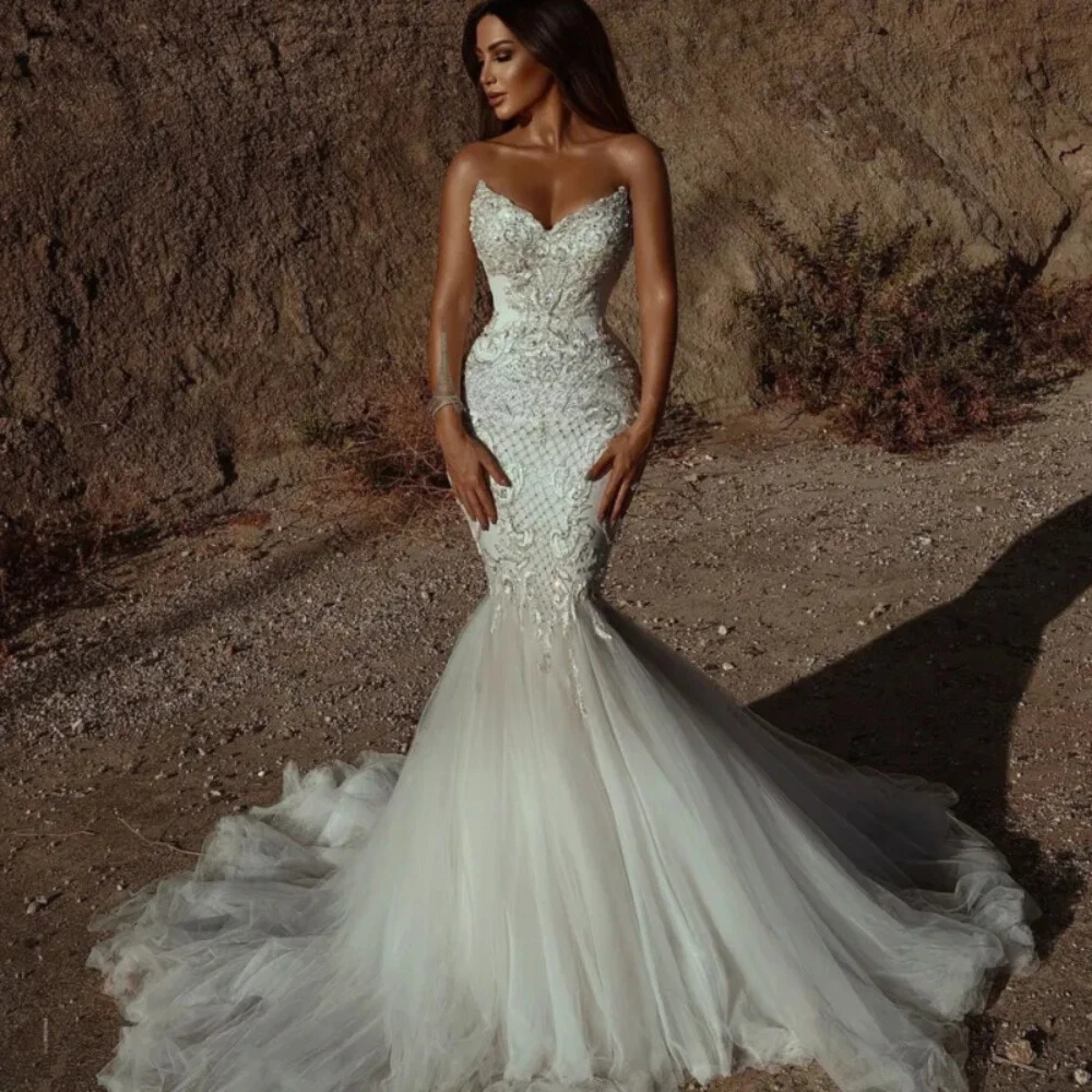 wedding dress with black beading Strapless Crystal Gown with Sheer Lace Corset main image 0