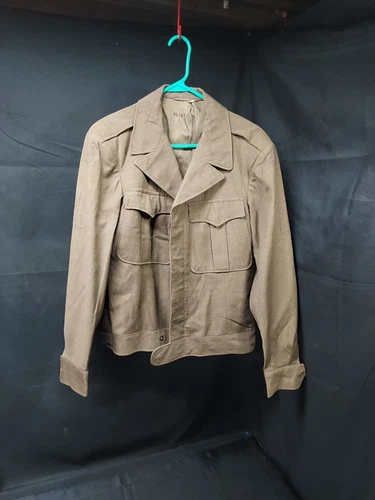 Vintage WW2 Army Eisenhower Ike Military Jacket Size 38L W/ Soldiers Name CLEAN