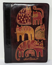 Cartera organizadora de cuero con cremallera Laurel Burch Cat de colección 12,5 x 9,5