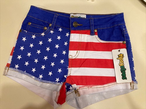 Tipsy Elves Gr. XL rot weiß blau amerikanische Flagge Liberty Jeansshorts - Bild 1 von 5
