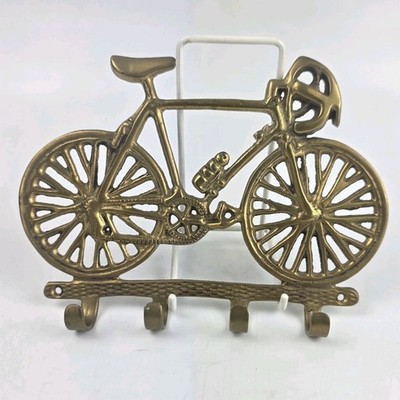 Oldtimer Messing Fahrrad Wand Schlüssel Haken Ständer 4 Haken Radfahrer Helm Garderobe Hut Halter