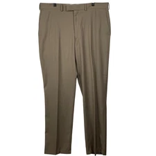 Kenneth Cole Reaction Dress Pants Mens 38x34 Brown Flat Front Polyester Rayon