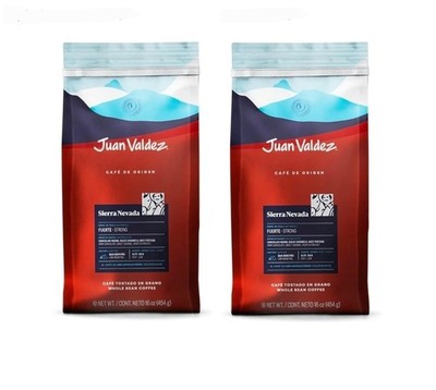 Juan Valdez Sierra Nevada Whole Bean Dark Roast 16 oz  Premium  Coffee 2 PACK