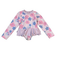 Disney Junior Minnie Mouse 3T Rash Guard One Piece Swimsuit Pink Floral