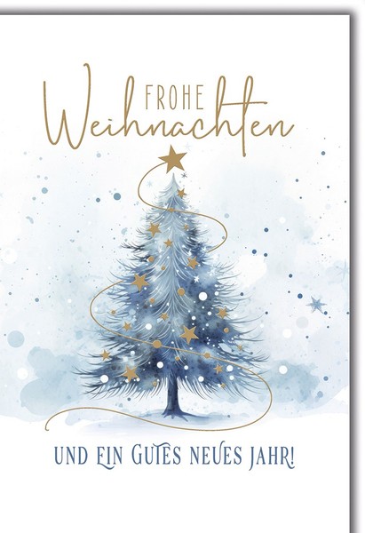 Weihnachten Tanne Mit Goldenen Sternen GlüCkwunschkarte Mit Umschlag-image