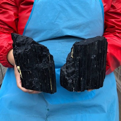 6.24LB 2pc  Natural black Tourmaline quartz crystal Mineral Specimens Healing
