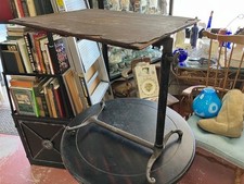 Antique Steampunk Medical Bedside Table - Sidway Chicago - Adjustable Height 