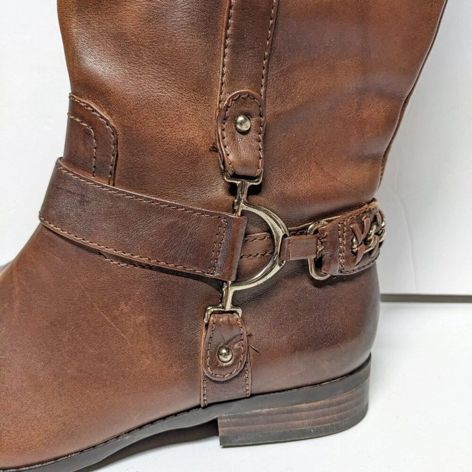 Alex Marie Brown Leather Riding Boots WMS 7.5 Western Equestrian Tall Flat Heel - Image 3 of 4
