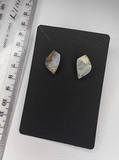 Genuine Australian Boulder Opal Split Face Stud Earrings; Milky White Blue Rough