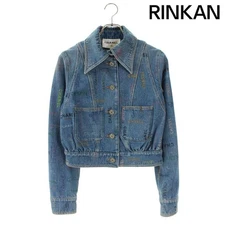CHANEL P72307V63805 Coco Button Logo Graphic Denim Jacket Women's 34 Used 431426
