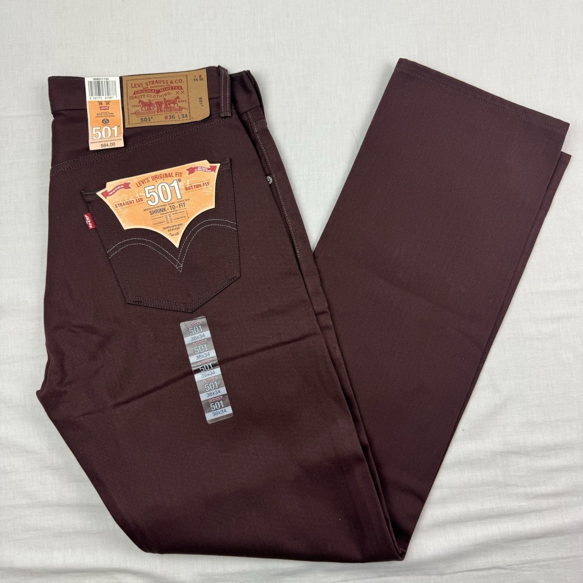 Levis 501 Shrink to Fit Button Fly Jeans Rigid 2010 36x34