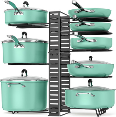 Pots and Pans Organizer under Cabinet, 8 Tier Pot Organizers Rack Expandable 11.